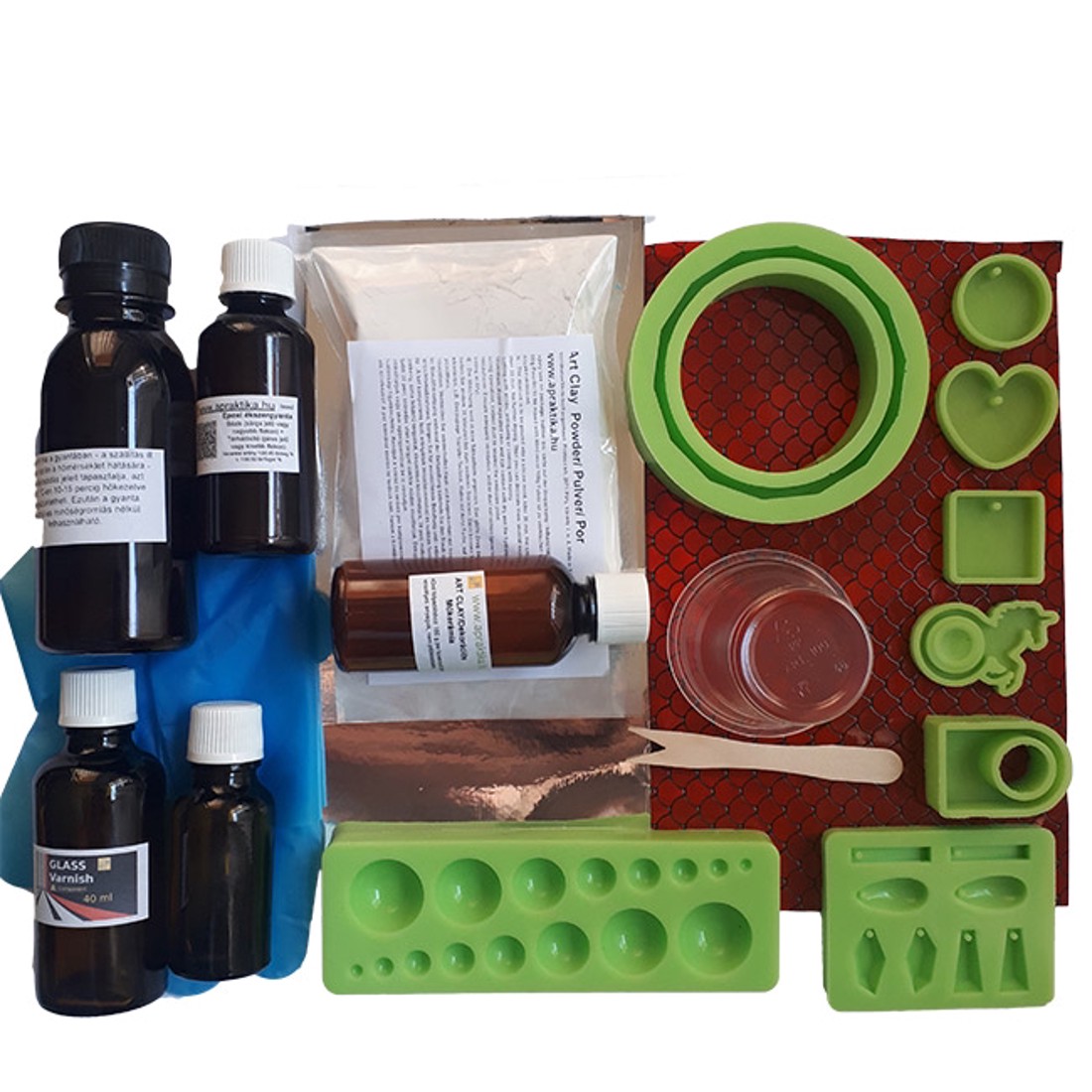 Set pentru realizarea bijuteriilor din rășină pentru utilizatori avansați, cu materiale epoxidice și ceramice artificiale -  - Artynos.ro