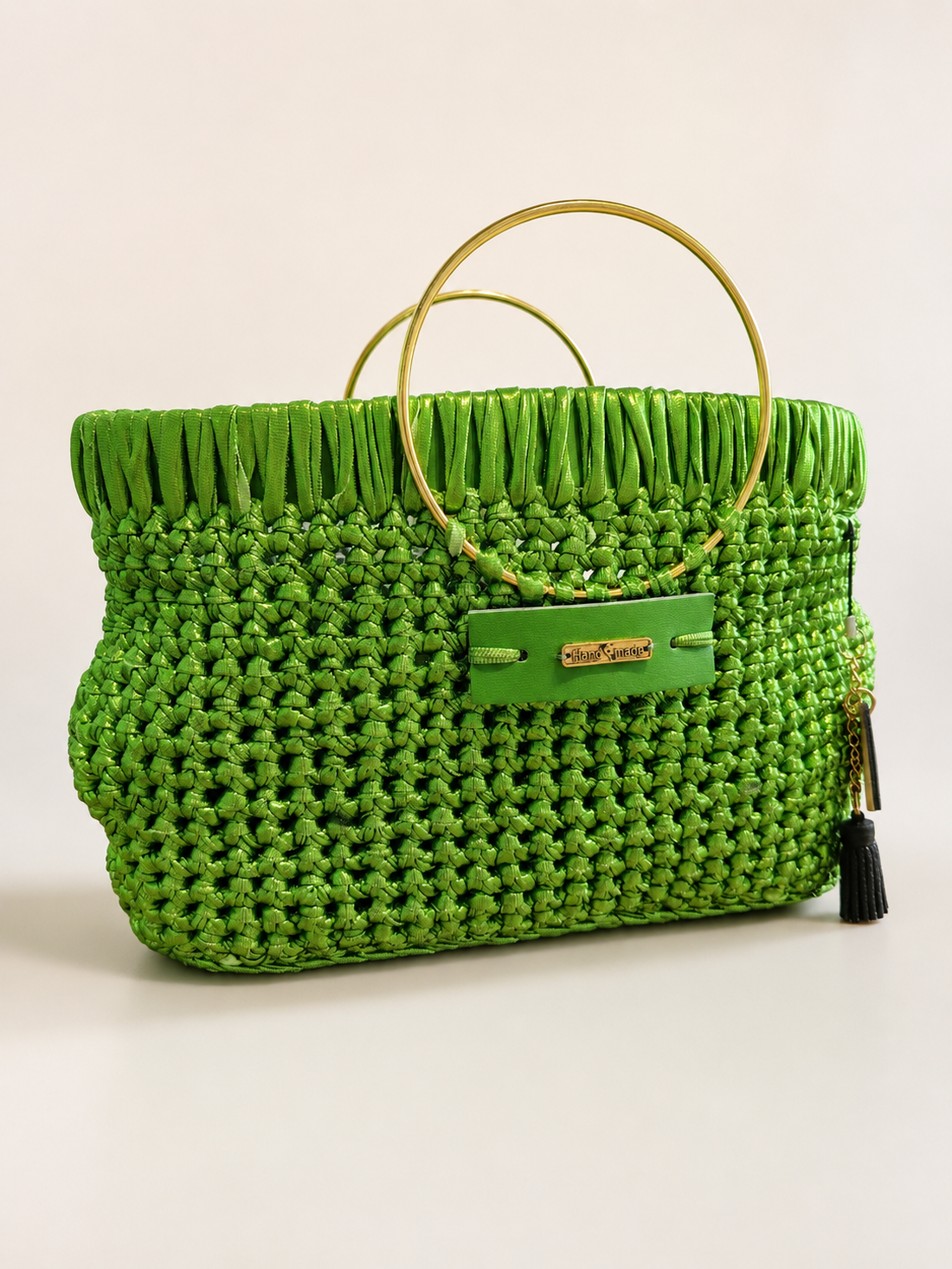 Geantă handmade verde lime cu mânere - genți și portofele - genți de mână și umăr - geantă casual - Artynos.ro
