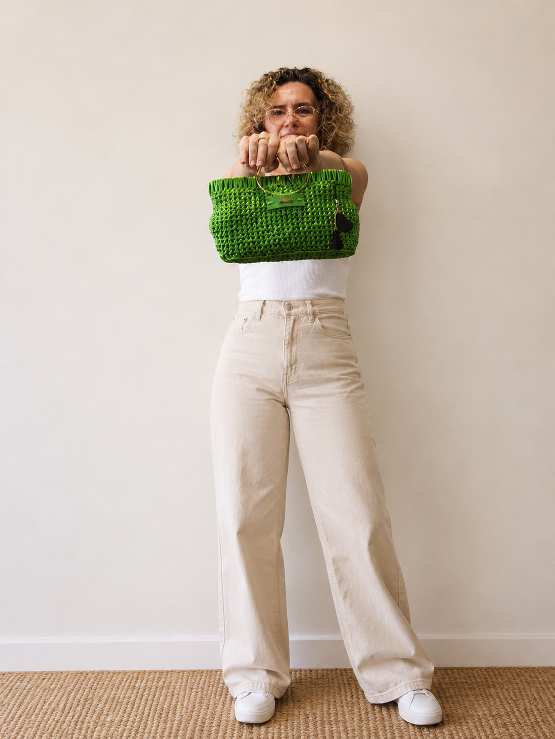 Geantă handmade verde lime cu mânere - genți și portofele - genți de mână și umăr - geantă casual - Artynos.ro