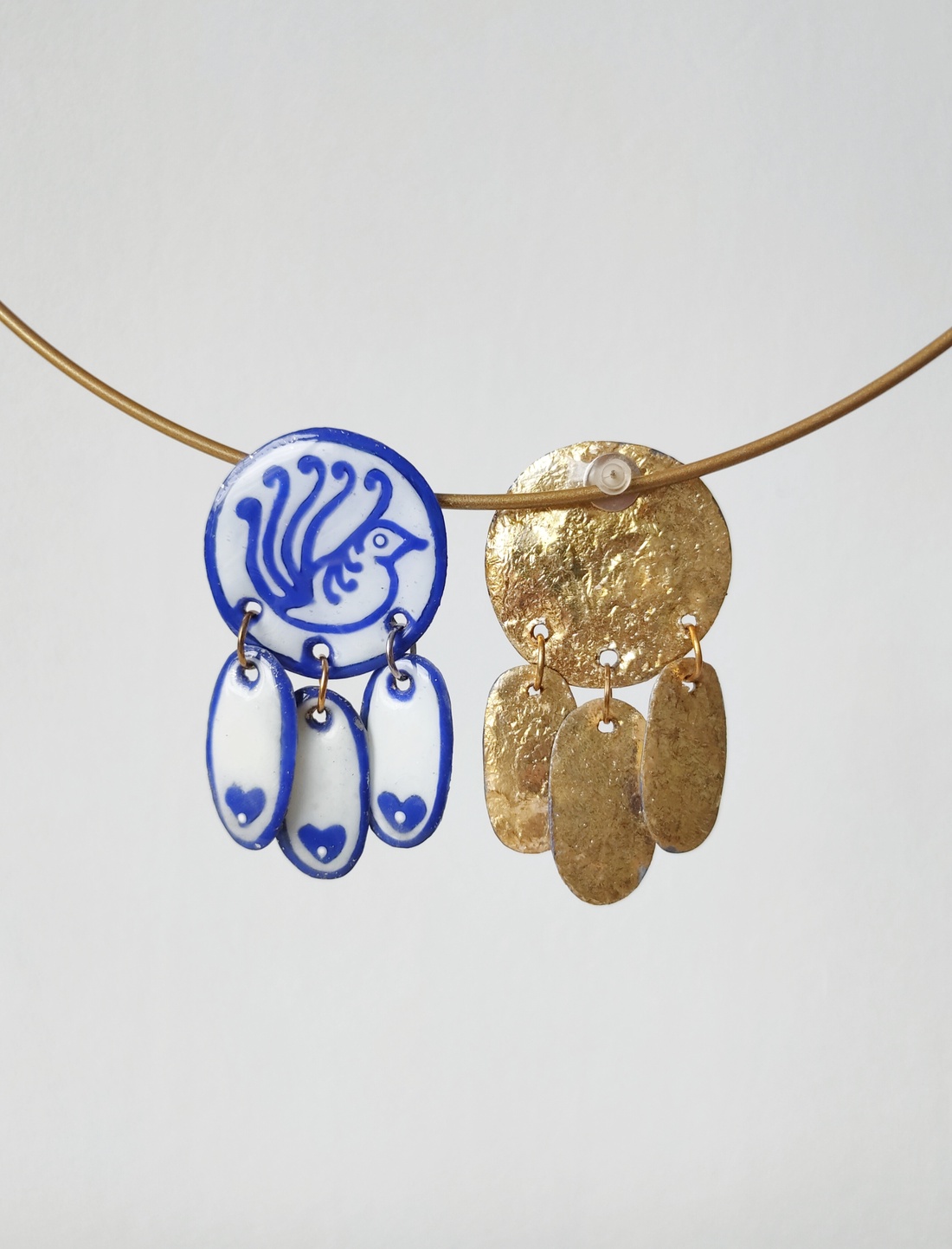 Cerceii Delft Pasăre  - bijuterii - cercei - cercei din rășină - Artynos.ro