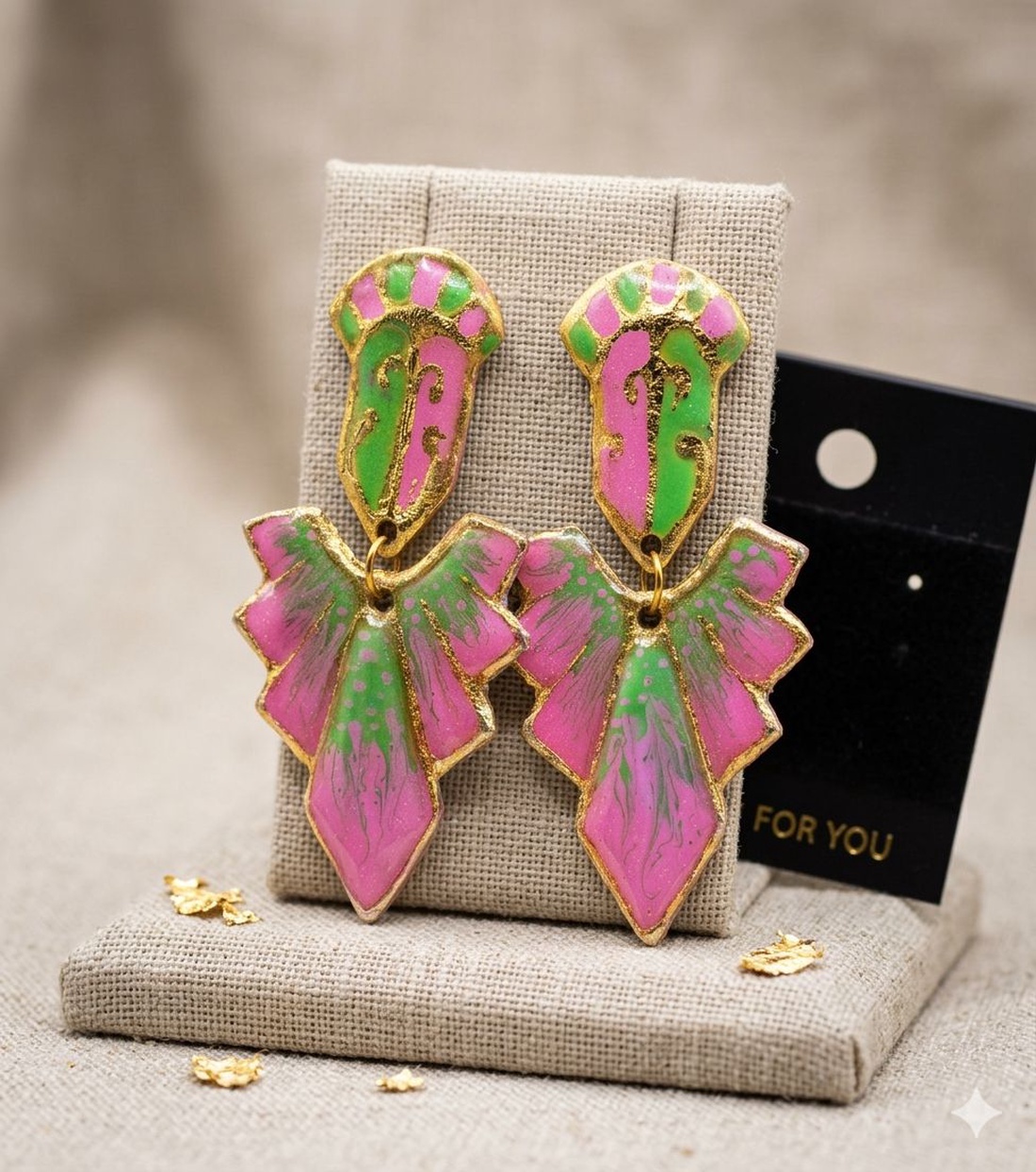 Cercei Statement Art Nouveau Fusion - bijuterii - cercei - cercei din rășină - Artynos.ro