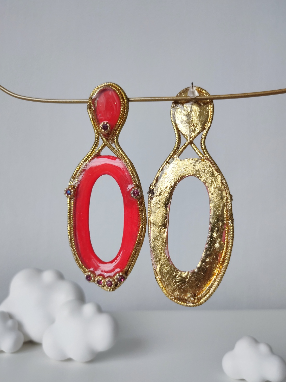 Cercei Red Extravaganza - bijuterii - cercei - cercei din rășină - Artynos.ro