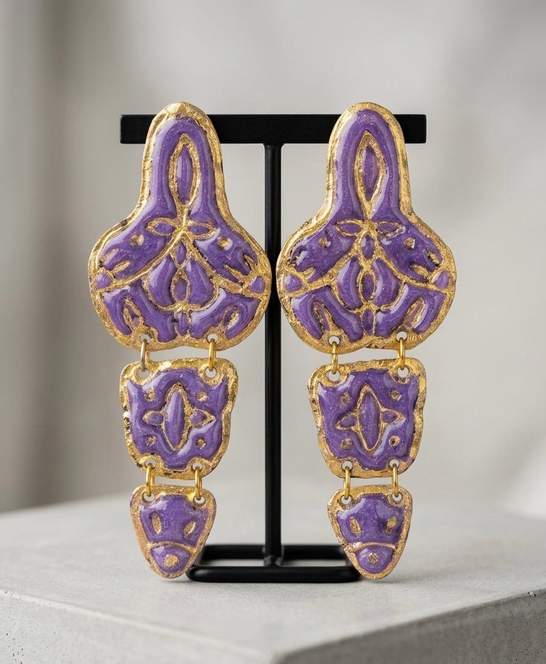 Cercei Purple Nights - bijuterii - cercei - cercei din rășină - Artynos.ro