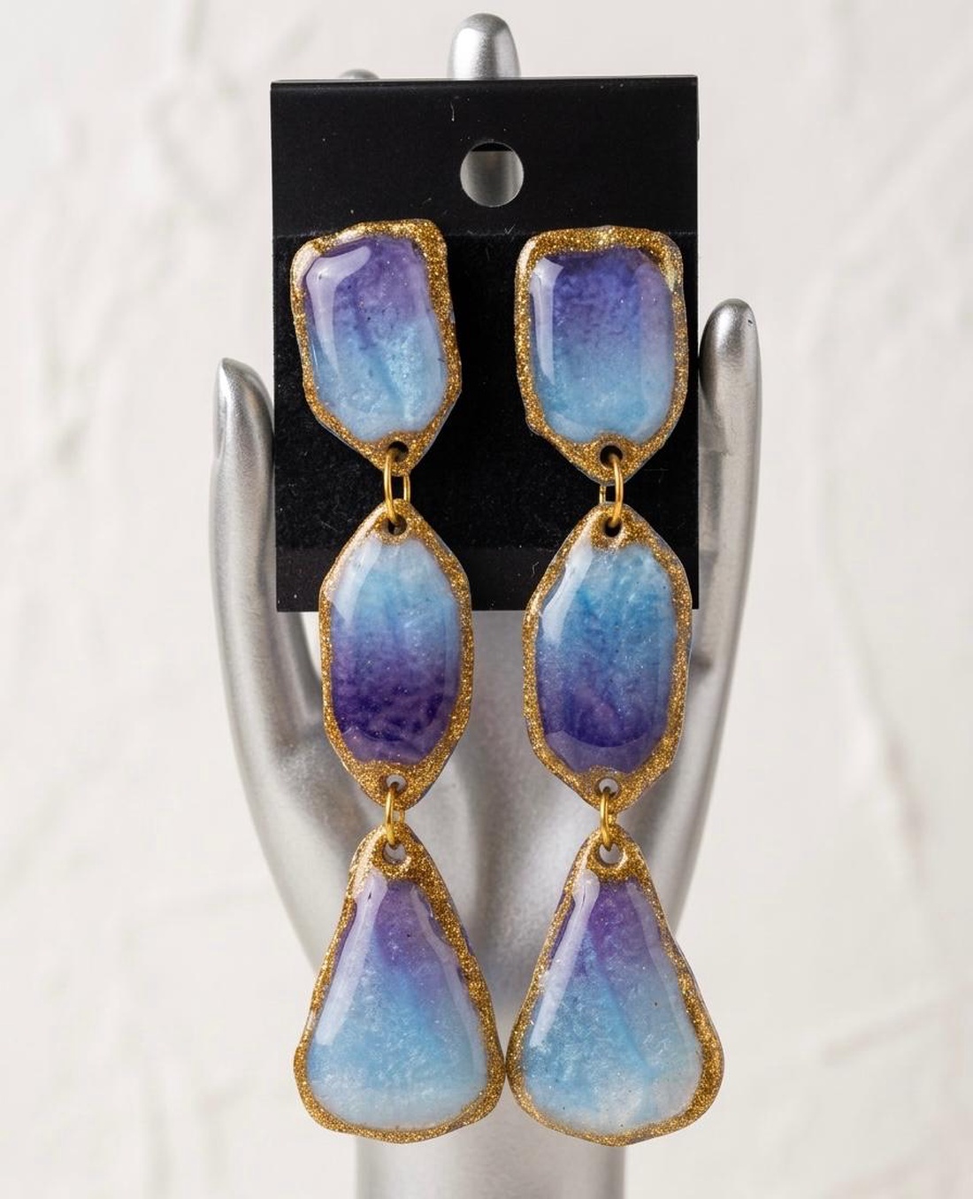 Cercei Statement Gradient Blue - bijuterii - cercei - cercei din rășină - Artynos.ro