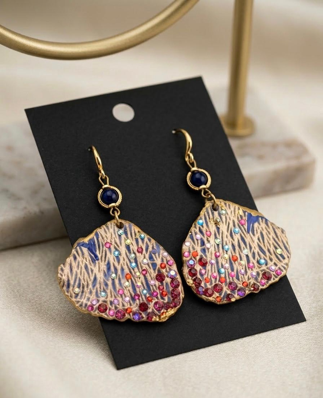 Cercei Lapis Flowers - bijuterii - cercei - cercei din rășină - Artynos.ro