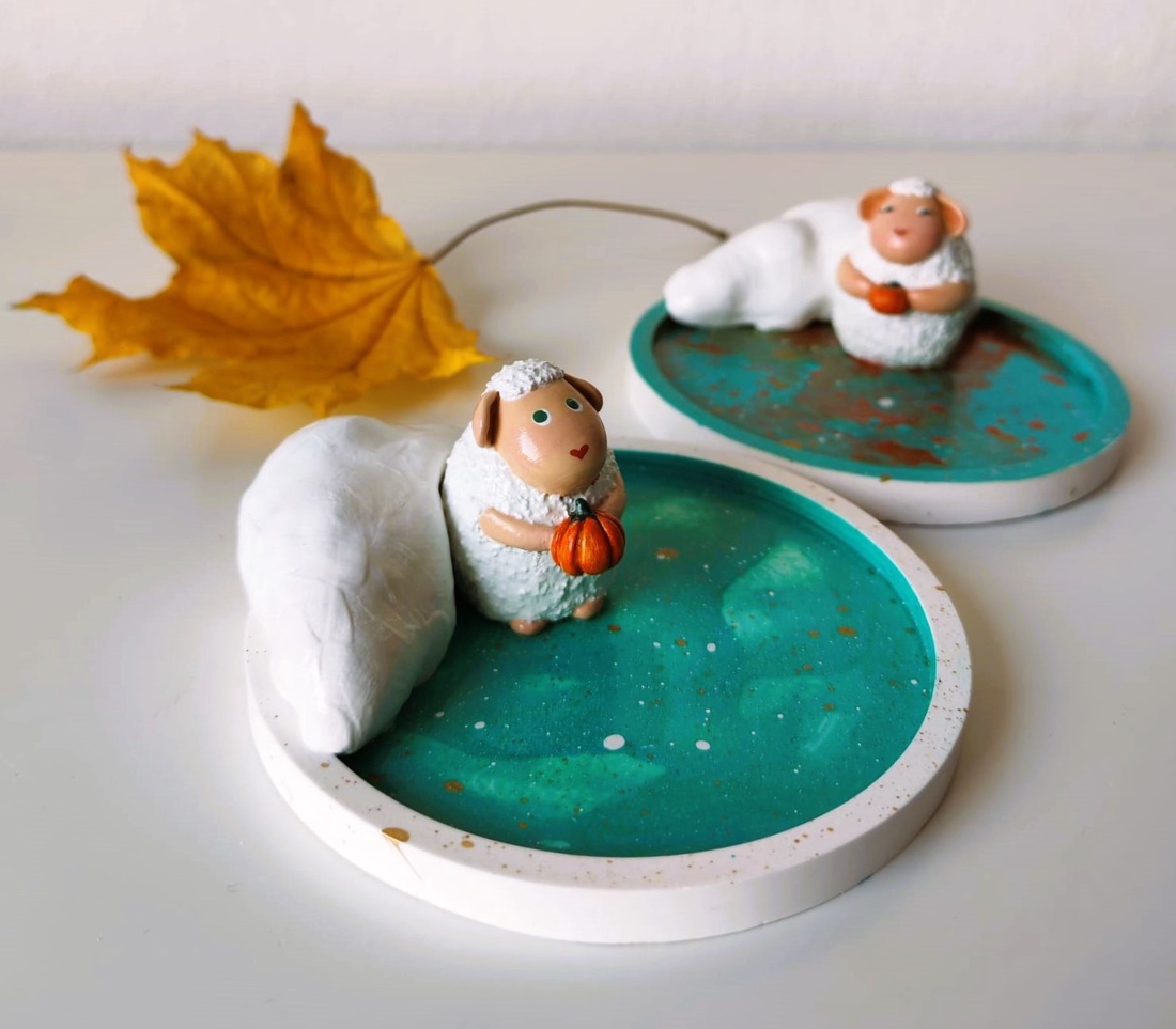 Suport bijuterii Oiță cu Dovleac 2 - bijuterii - suporturi și cutii de bijuterii - stand bijuterii - Artynos.ro