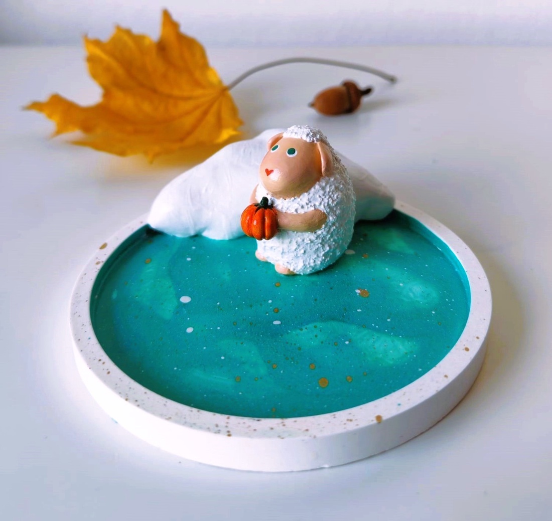 Suport bijuterii Oiță cu Dovleac 2 - bijuterii - suporturi și cutii de bijuterii - stand bijuterii - Artynos.ro