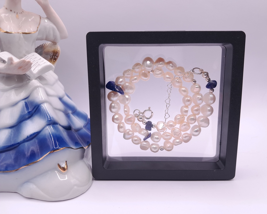 Colier perle si Lapis Lazuli - bijuterii - coliere - coliere de perle - Artynos.ro Colier perle si Lapis Lazuli - bijuterii - coliere - coliere de perle - Artynos.ro