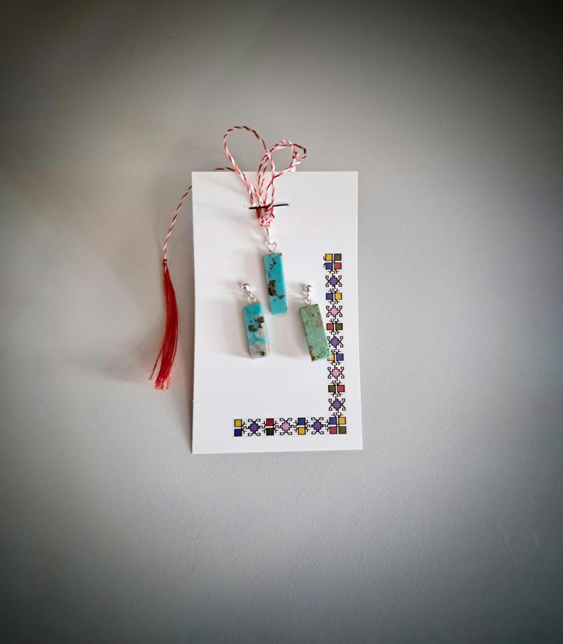 Set Ag 925 si turcuaz natural - bijuterii - mărțișor - Artynos.ro