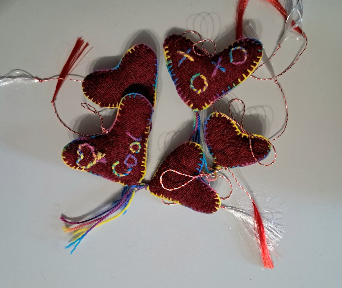 Set brose lana reciclata - bijuterii - mărțișor - Artynos.ro