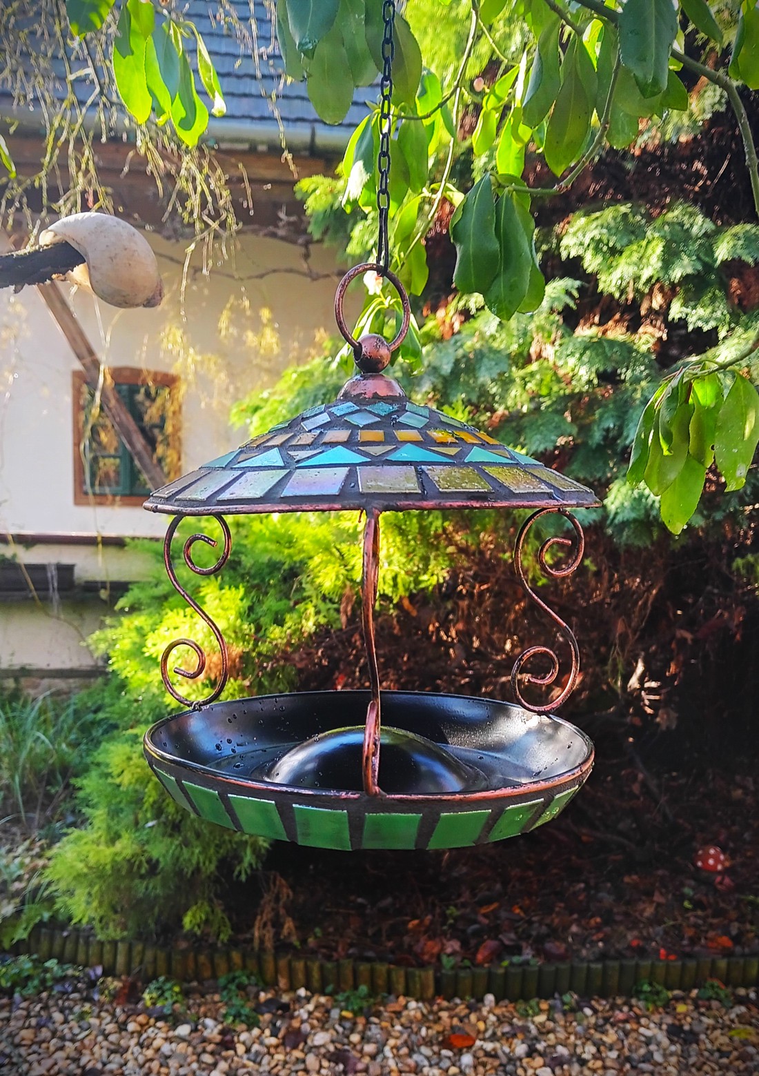 REKREDENC - Alimentator suspendat pentru păsări cu mozaic / alimentator pentru păsări (03) -  - Artynos.ro