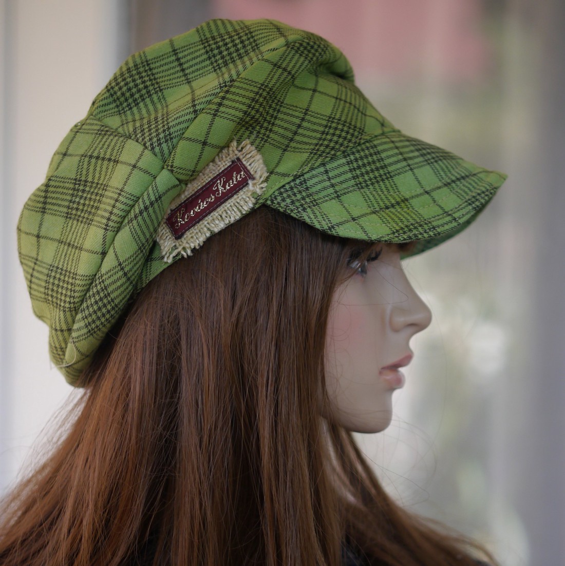 DERBY-SAPI - șapcă boemă trendy din lână / carouri verzi - îmbrăcăminte și modă - eșarfe, pălării, fularuri - pălărie - Artynos.ro