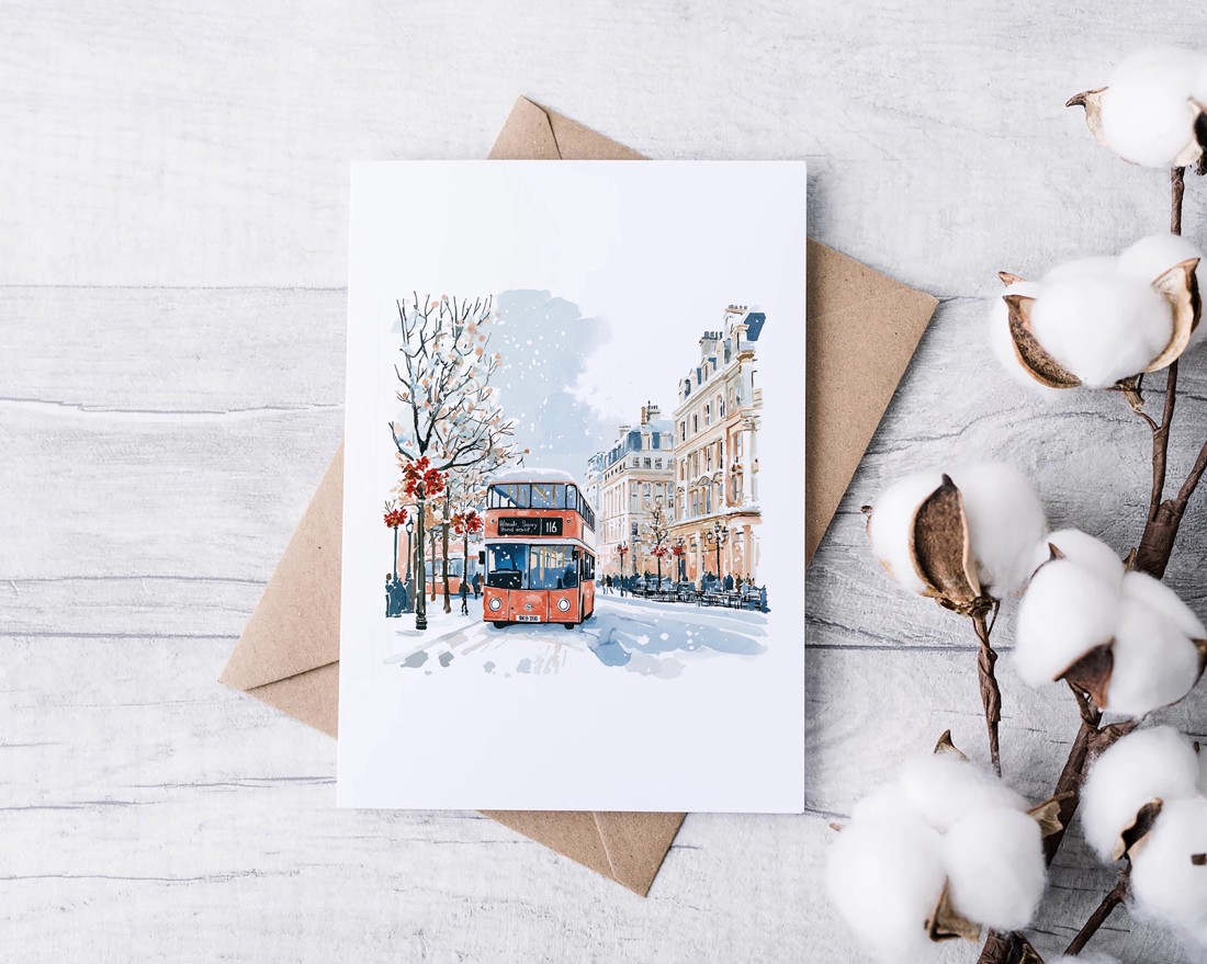 Carte poștală de Crăciun, Londra, felicitare, set cadou de 3 - - Artynos.ro Carte poștală de Crăciun, Londra, felicitare, set cadou de 3 - - Artynos.ro