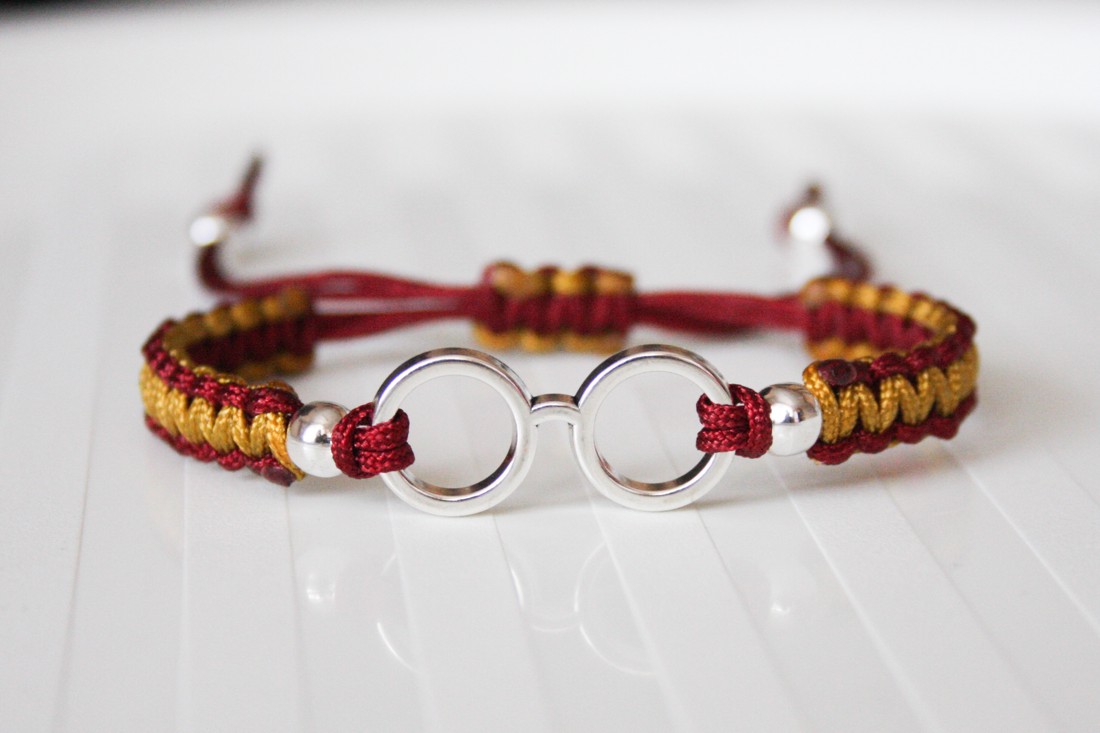 Brățară macramé împletită - Harry Potter burgundy/gold -  - Artynos.ro