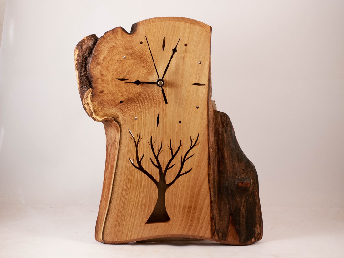 Ceas de perete din lemn, ceas rustic din lemn,  - casă & stil de viață - decorațiuni de casă - decorațiuni de pereți - ceasuri de perete - Artynos.ro