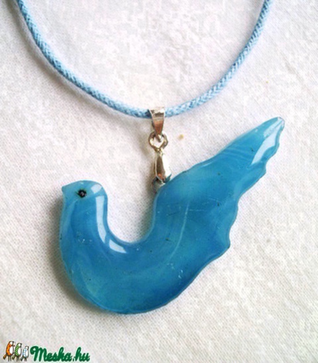 Pandantiv porumbel albastru sculptat din sticlă Tiffany -  - Artynos.ro