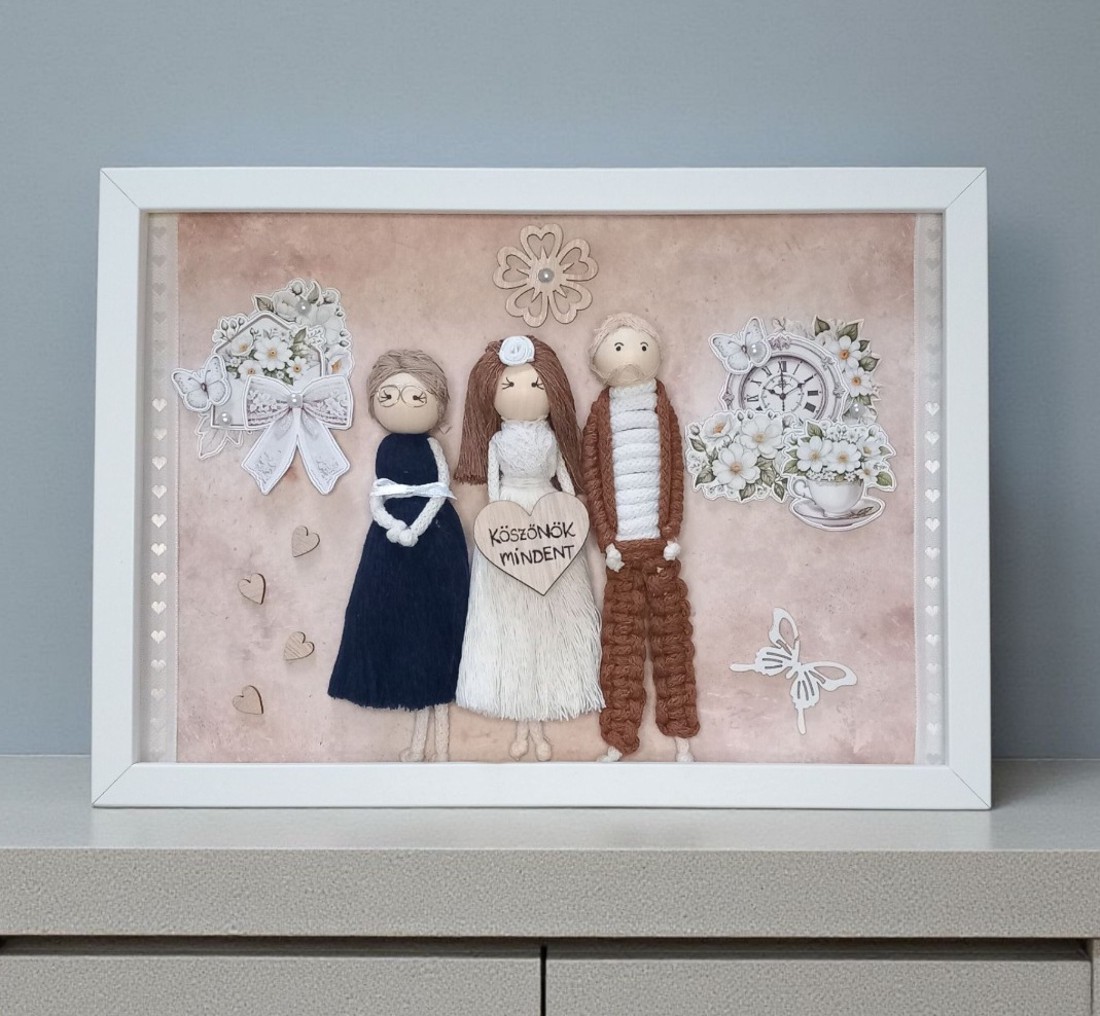 Cadou unic pentru părinți � portret de familie în macramé 3D - casă & stil de viață - decorațiuni de casă - decorațiuni de pereți - decor de pereți, macrame - Artynos.ro