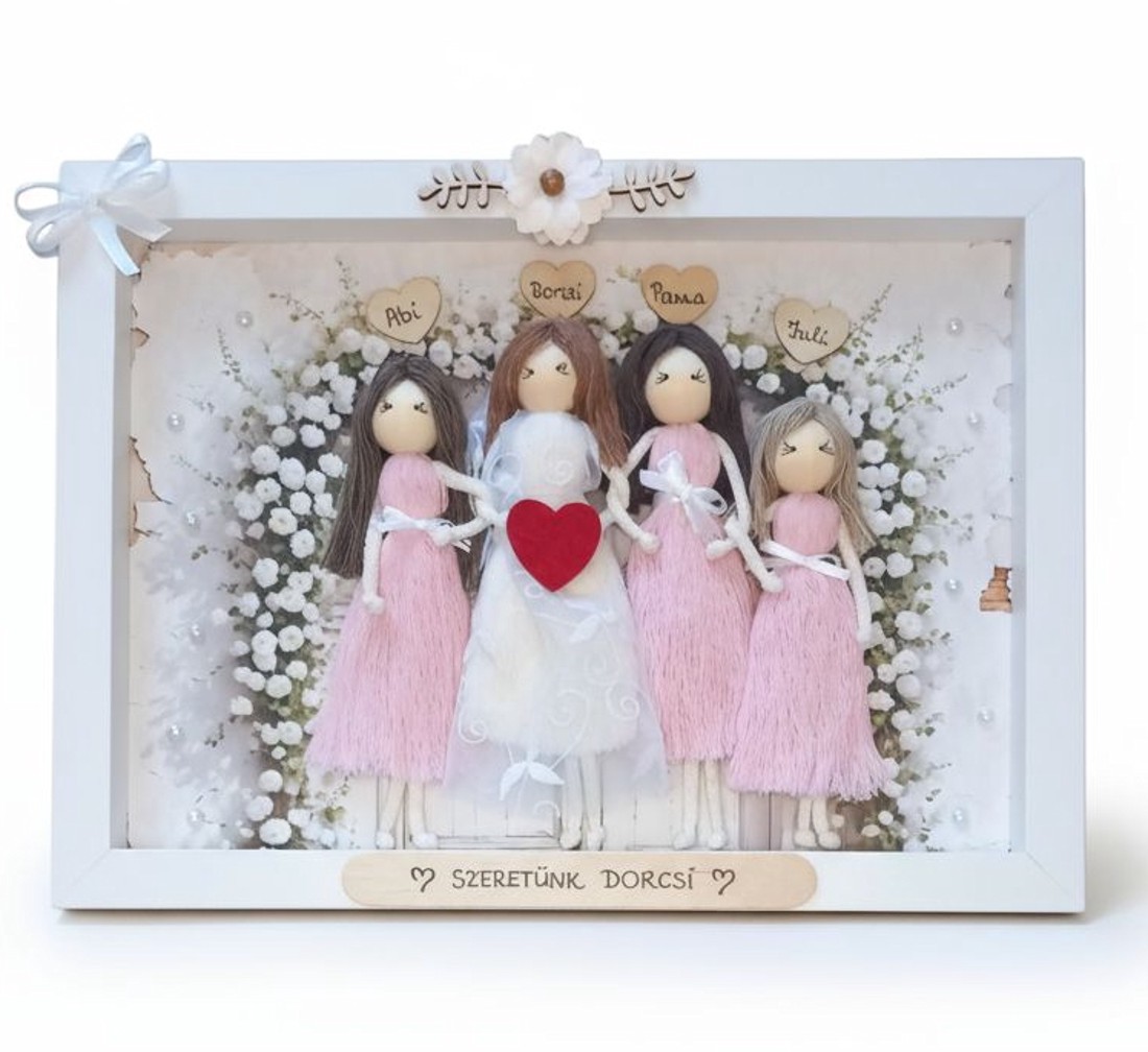 Păpuși personalizate din macramé pentru frați și surori � suvenir de nuntă într-o ramă foto 3D -  - Artynos.ro