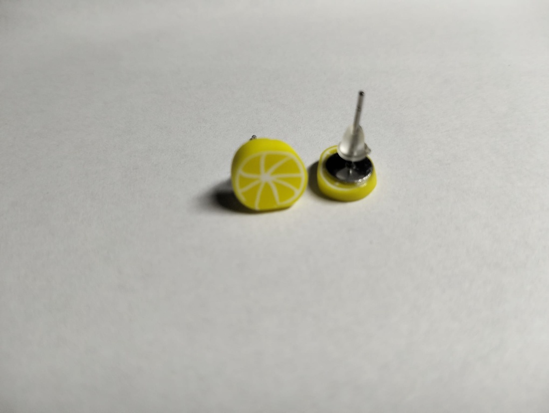 Cercei din Fimo, felie lamaie. - bijuterii - cercei - Artynos.ro Cercei din Fimo, felie lamaie. - bijuterii - cercei - Artynos.ro