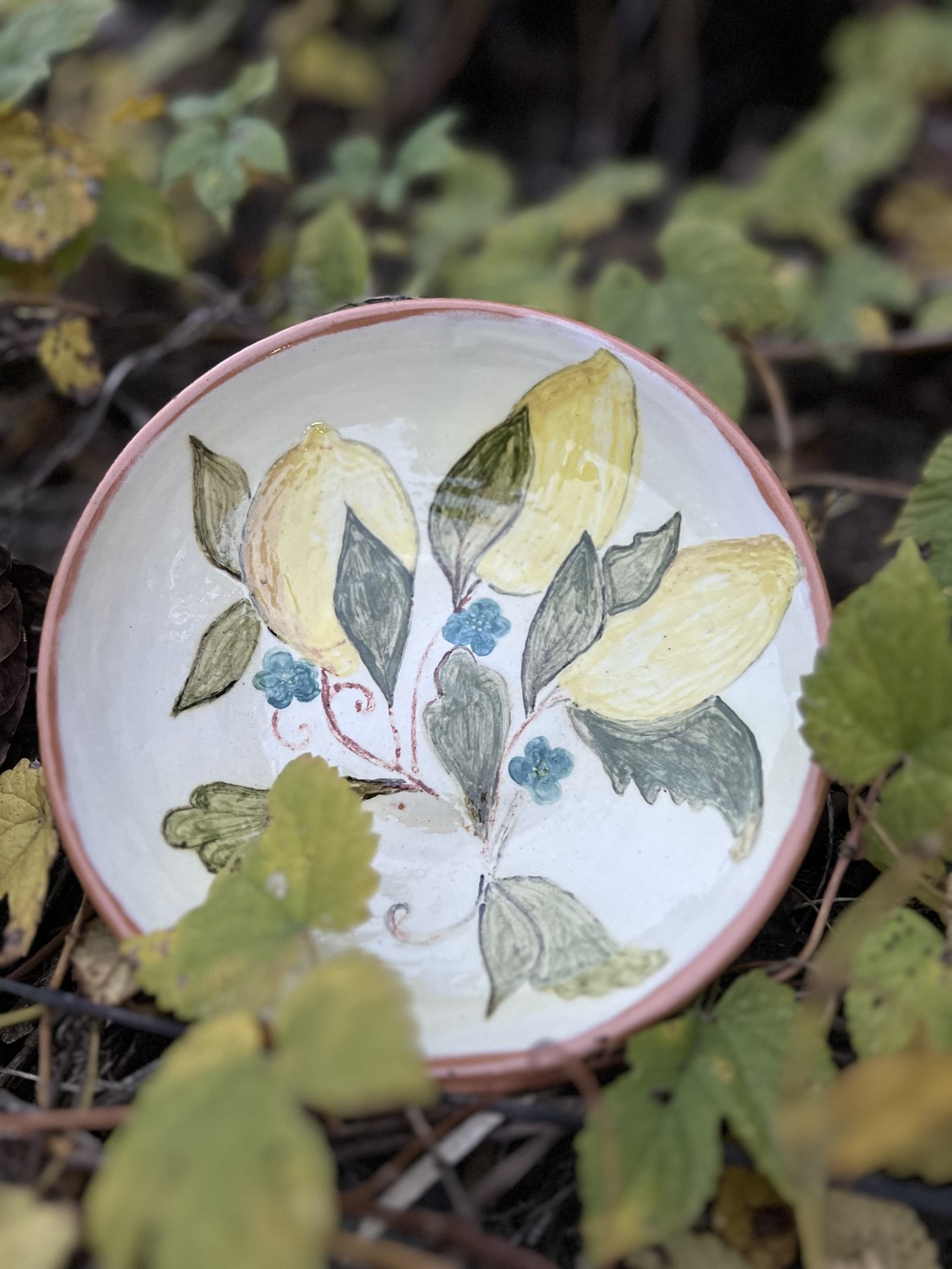 Farfurie ceramică făcută manual - Lemon Garden 17 cm - casă & stil de viață - accesorii pentru echipamente de bucătărie - accesorii de servire - veselă, farfurii - Artynos.ro