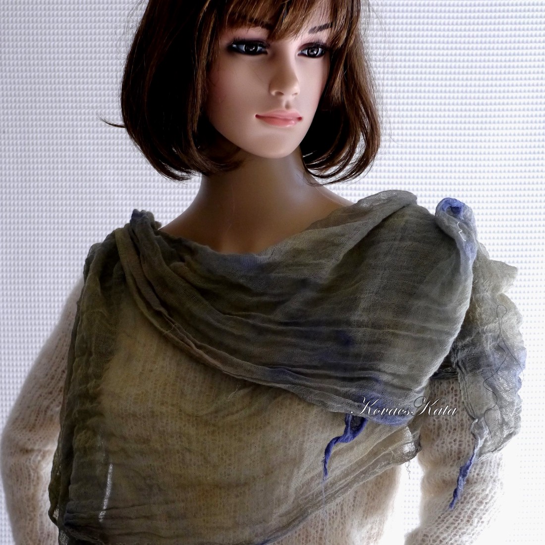 MULL-KENDŐ / boheme - batikolt géz hall - îmbrăcăminte și modă - eșarfe, pălării, fularuri - eșarfe - Artynos.ro