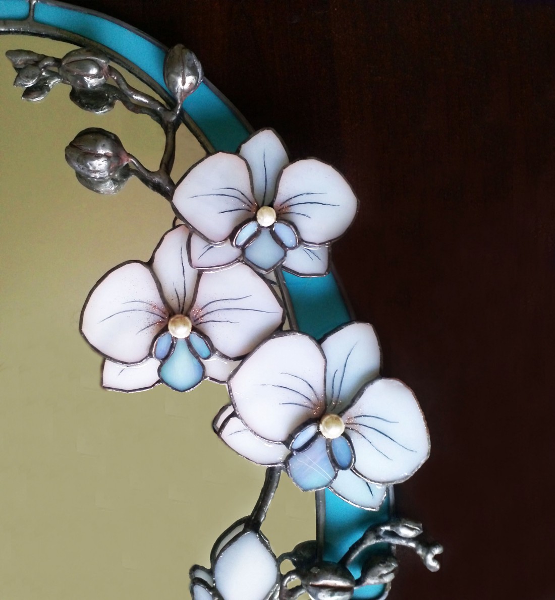 Oglindă Orhidee 3D din sticlă Tiffany - - Artynos.ro Oglindă Orhidee 3D din sticlă Tiffany - - Artynos.ro