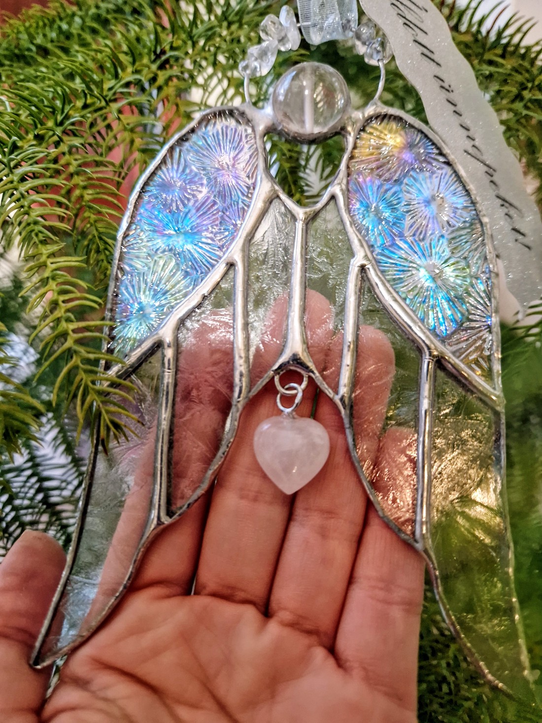 Înger de cristal cu aripă goală și sticlă cu flori de gheață - crăciun - cadouri de moș crăciun - cadouri de moș crăciun - cadouri de moș crăciun - Artynos.ro