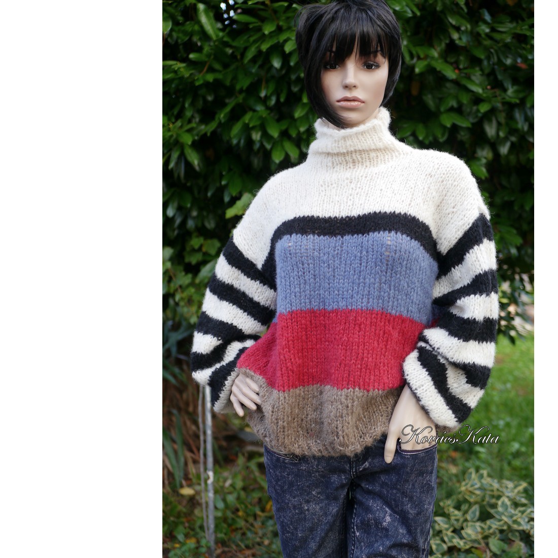 OP-ART ALPAKA PULSES - pulover exclusiv tricotat manual - îmbrăcăminte și modă - haine damă - hanorace, cardigane - Artynos.ro