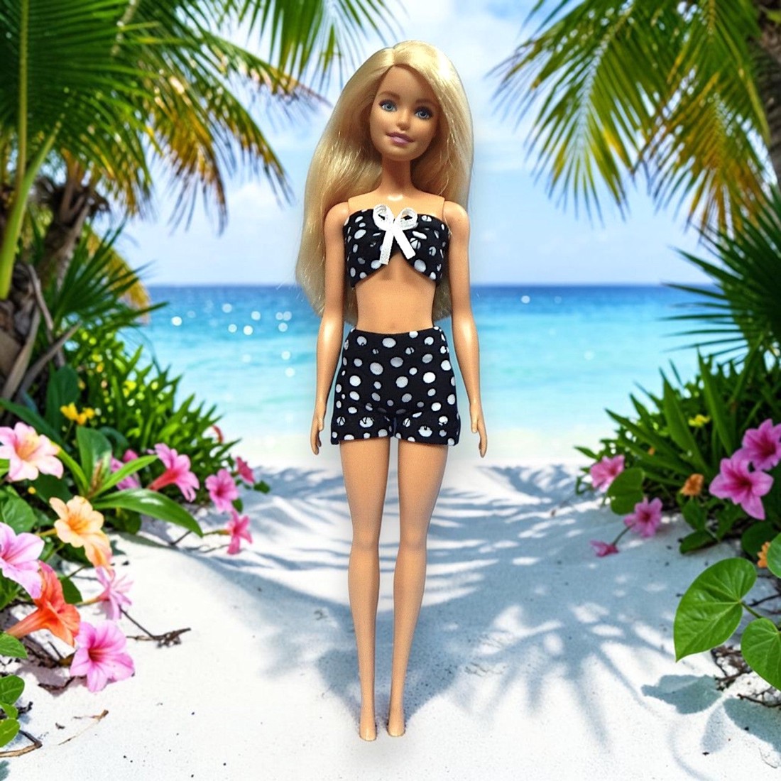 NOU! Bikini cu buline, în stil Pin-Up, pentru păpuși de tip Barbie � Alege dintre aproape 200 de modele de hăinuțe! -  - Artynos.ro