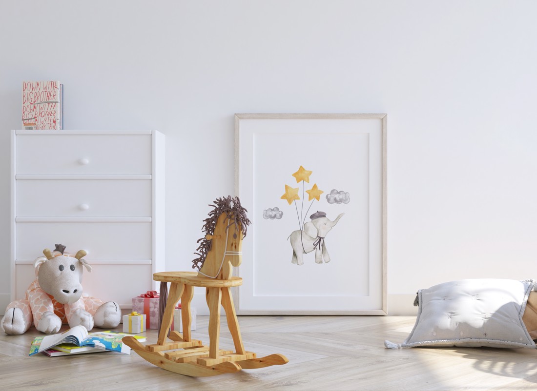 Decal de perete pentru camera copilului, poster elefant, set unic personalizat de imagini cu animale, 3 bucăți -  - Artynos.ro