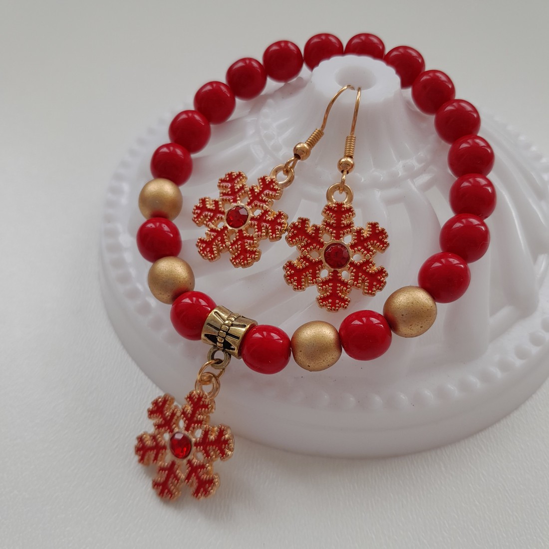 Bijuterii fulg de nea - brățară, cercei -  - Artynos.ro