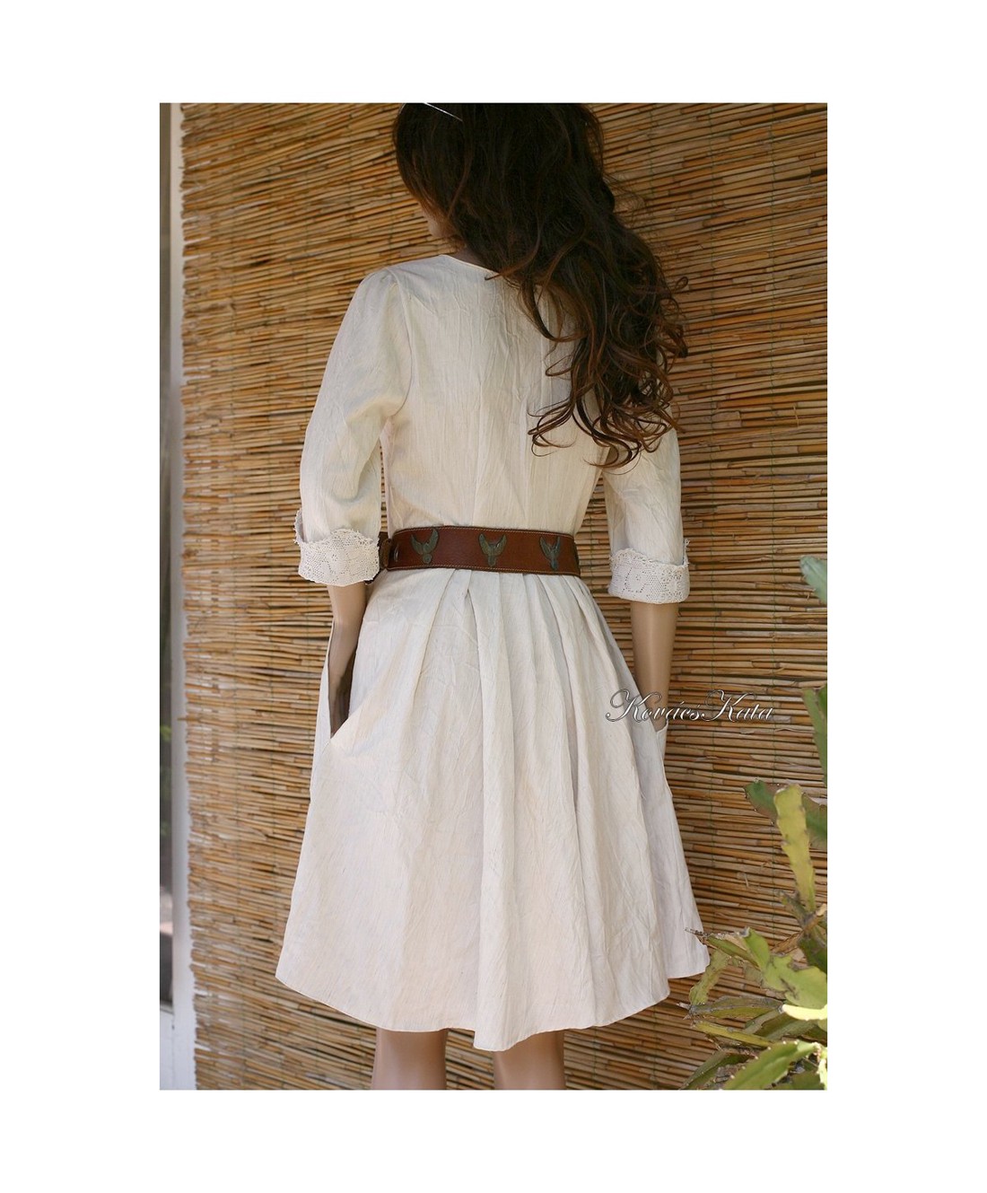 COLLEGE - rochie din in - îmbrăcăminte și modă - haine damă - rochie, dintr-o bucată - Artynos.ro