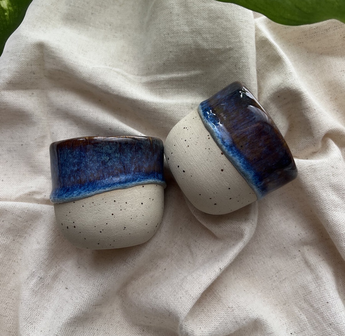 Set canute espresso 80 ml Ocean Touch - arte vizuale și accesorii  - sculptură - sculpturi și figurine din ceramică - Artynos.ro