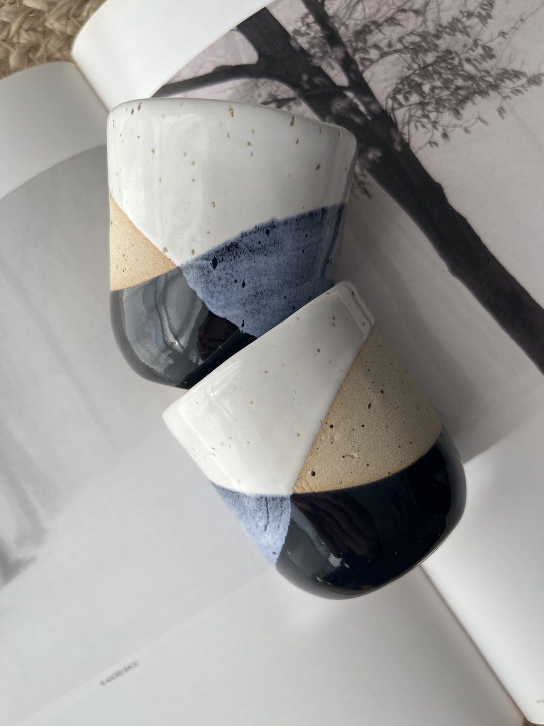 Set cani espresso 100 ml Geo Contrast - casă & stil de viață - echipamente de bucătărie - accesorii de servire - căni - Artynos.ro