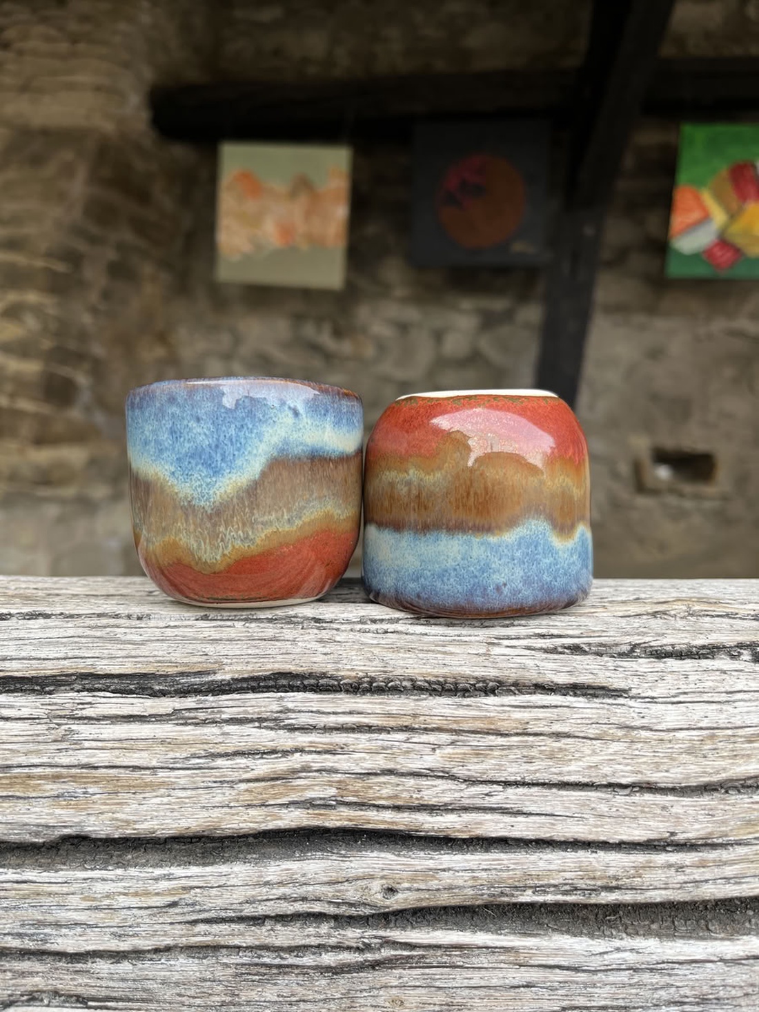 Set canute espresso ceramica 80 ml � Sunset Layers - casă & stil de viață - echipamente de bucătărie - accesorii de servire - căni - Artynos.ro