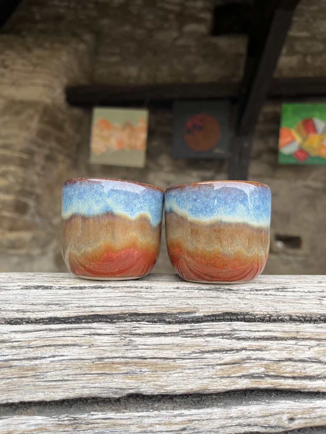 Set canute espresso ceramica 80 ml � Sunset Layers - casă & stil de viață - echipamente de bucătărie - accesorii de servire - căni - Artynos.ro