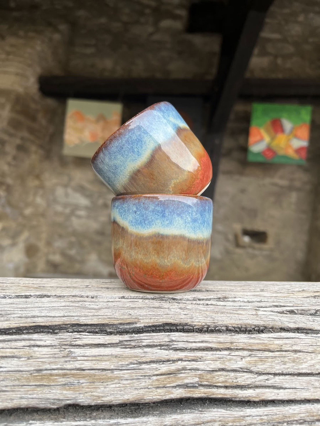 Set canute espresso ceramica 80 ml � Sunset Layers - casă & stil de viață - echipamente de bucătărie - accesorii de servire - căni - Artynos.ro