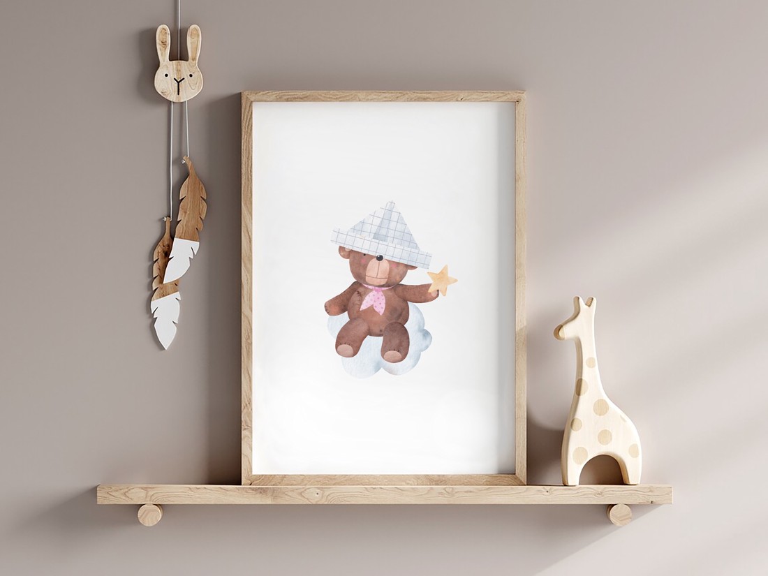 Imagine personalizată pentru camera copiilor, decorațiuni pentru camera copilului, set de artă de perete cu animale din pădure 3 buc -  - Artynos.ro