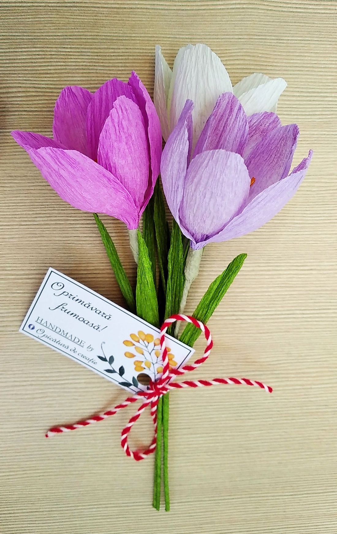 Set 6 buchețele brândușe din hârtie cu mesaj O primăvara frumoasă! - bijuterii - mărțișor - Artynos.ro Set 6 buchețele brândușe din hârtie cu mesaj O primăvara frumoasă! - bijuterii - mărțișor - Artynos.ro