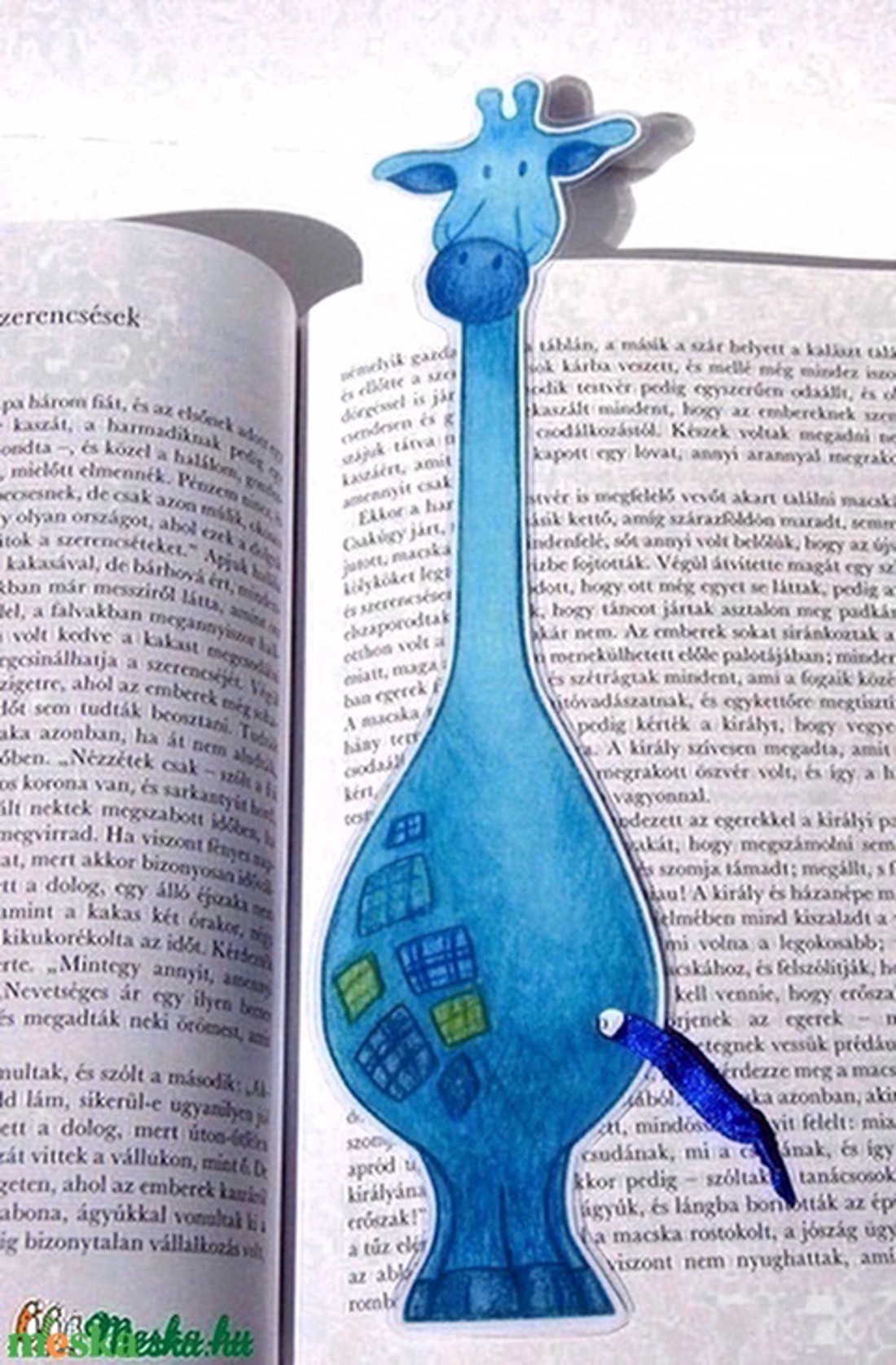 Semn de carte girafă albastră -  - Artynos.ro