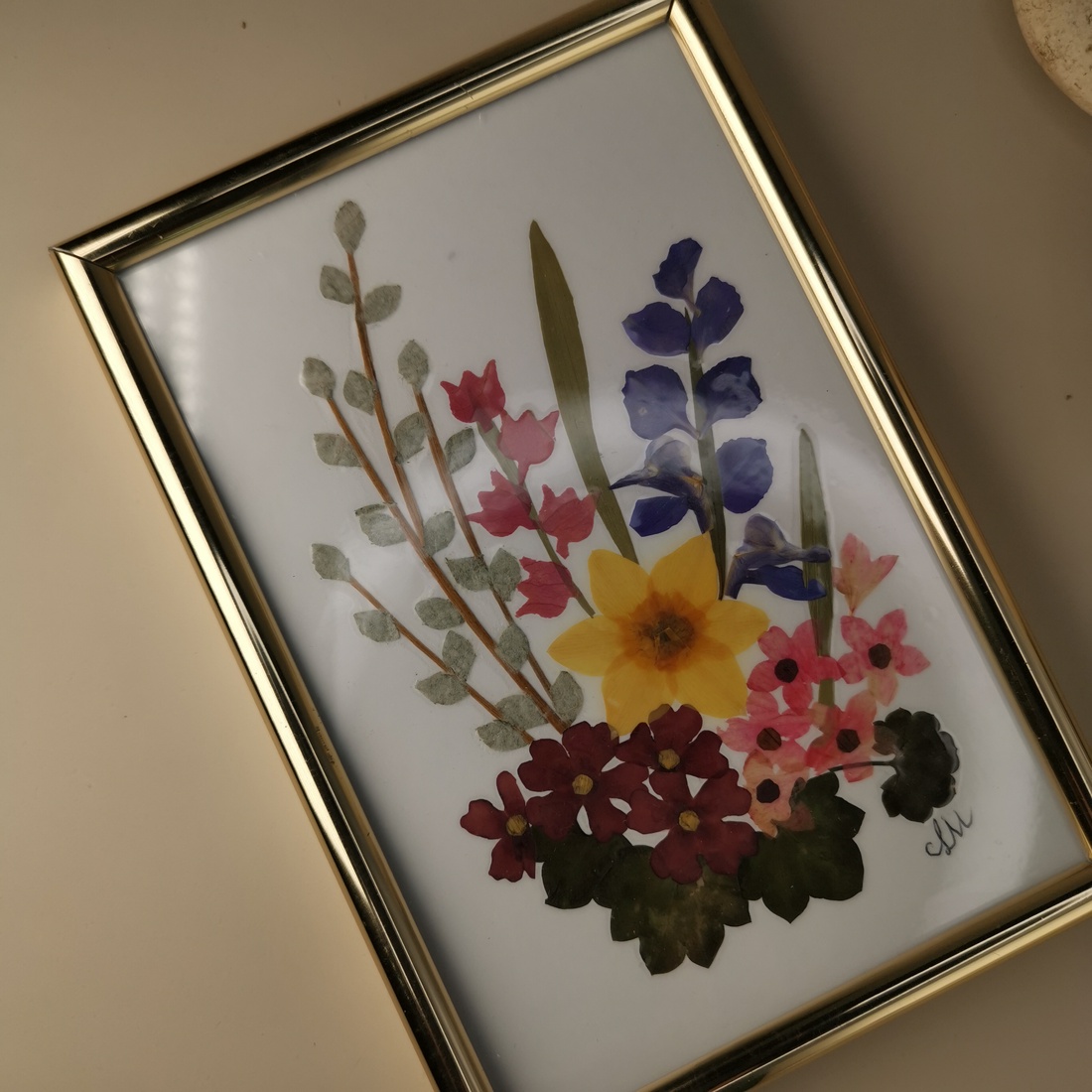 Tablou cu flori presate unicat cadou delicat unicat  - casă & stil de viață - decorațiuni de casă - decorațiuni de masă și rafturi - grădini din sticlă - Artynos.ro