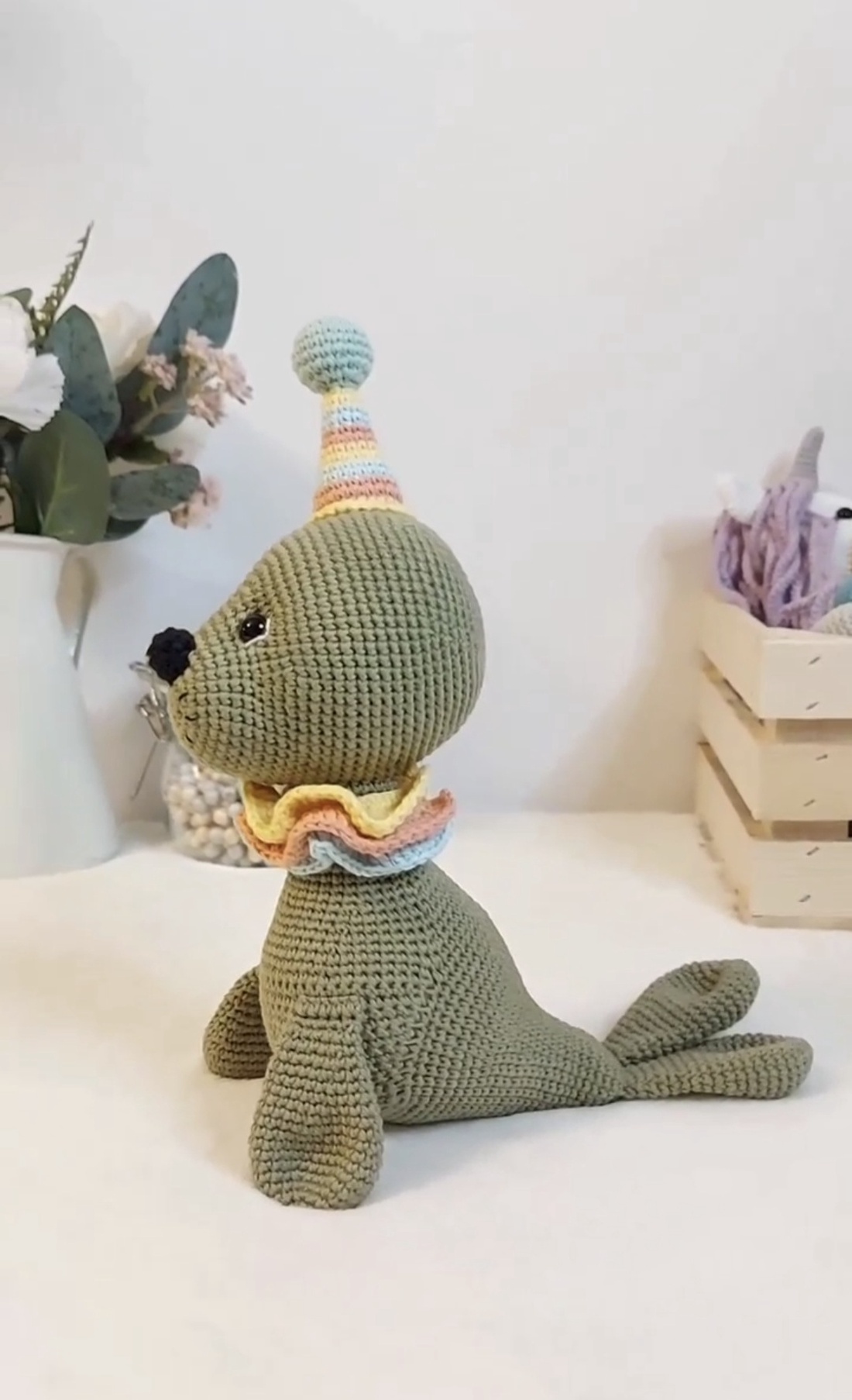 Foca crosetata manual, 19cm  - jucării și echipamente pentru copii - plușuri - figurine de pluș - Artynos.ro