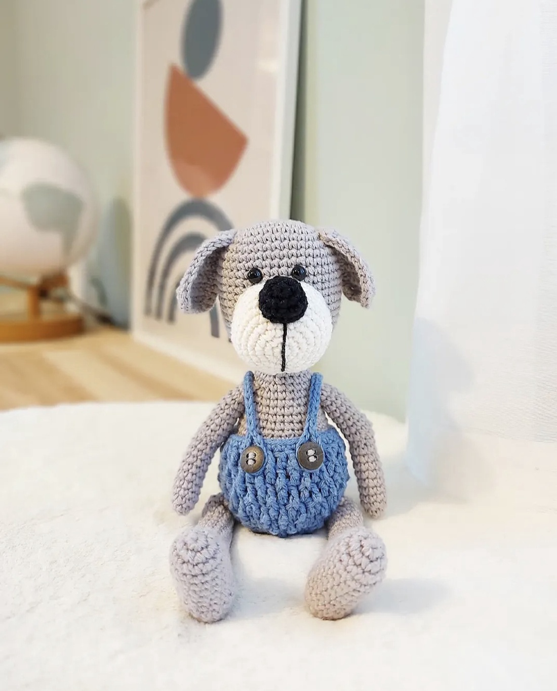 Fred, catelus crosetat manual  - jucării și echipamente pentru copii - plușuri - câine de pluș - Artynos.ro