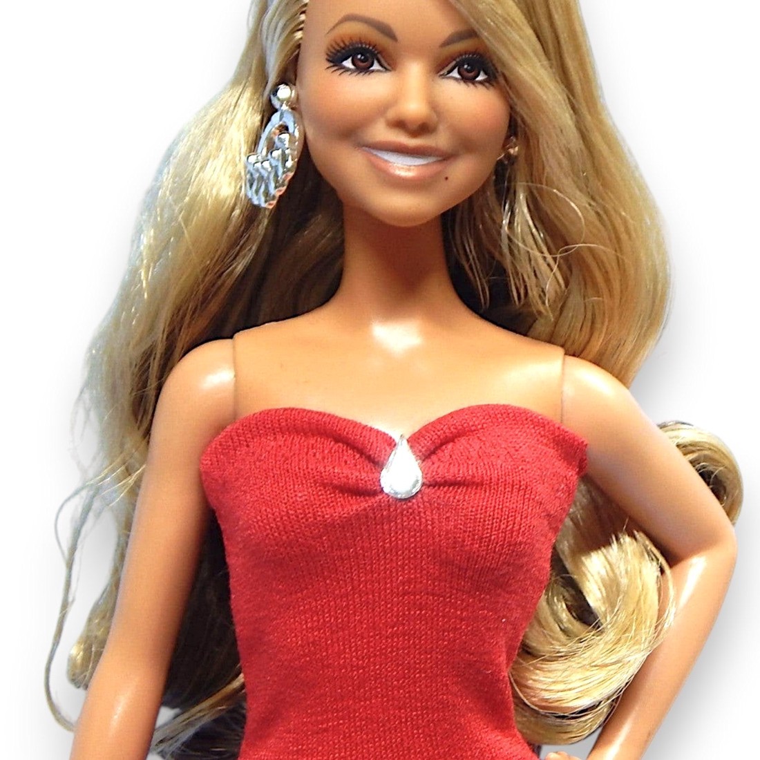 O NOUĂ CULOARE! Rochie elegantă roșie cu piatră prețioasă în formă de picătură � rochie pentru păpuși de tip Barbie  (a023pr) -  - Artynos.ro