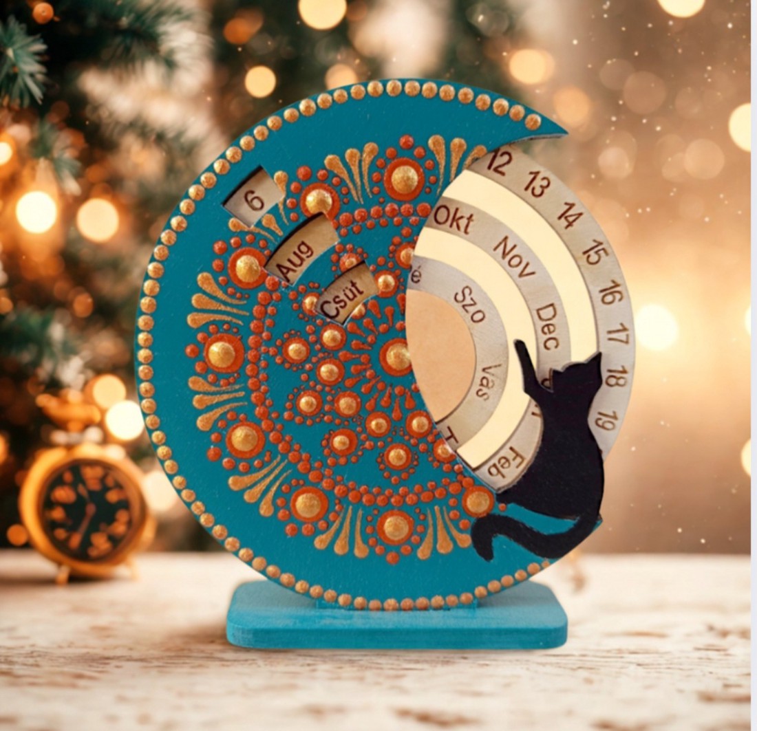 Calendar perpetuu Mini Kitty - turcoaz-roșu-auriu - casă & stil de viață - accesorii pentru decorat casa - decorațiuni de masă și decorațiuni pentru rafturi  - decorațiuni de masă - Artynos.ro