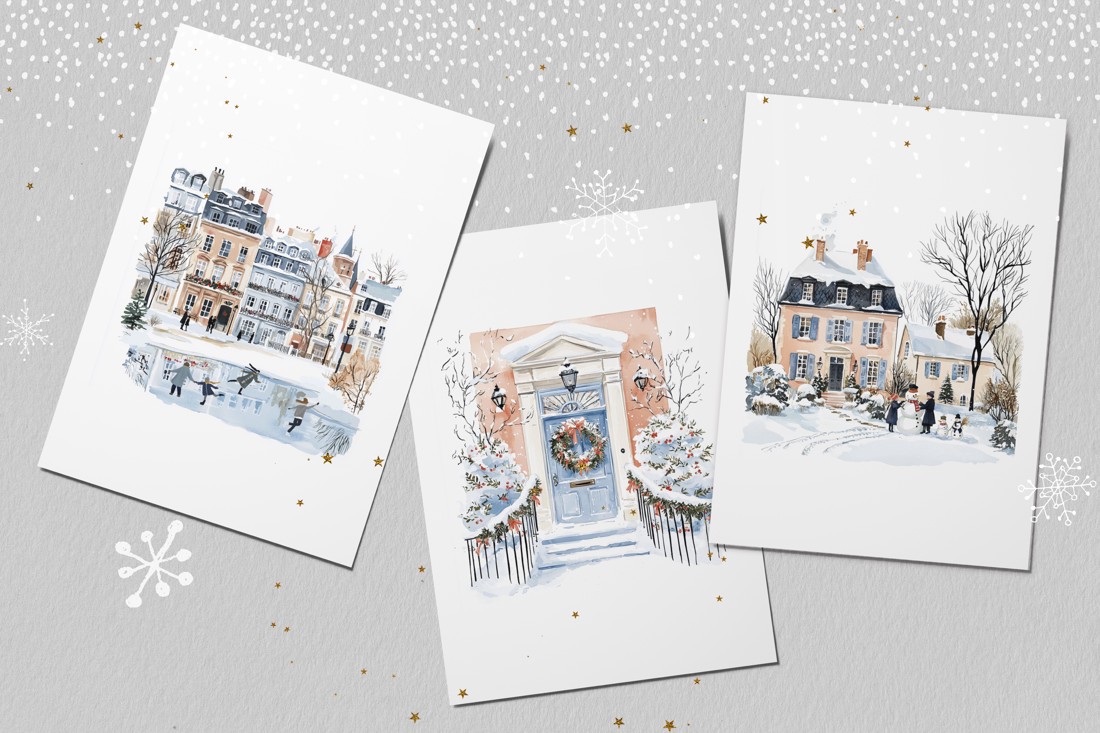 Carte poștală de Crăciun, felicitare, set cadou 3 buc -  - Artynos.ro