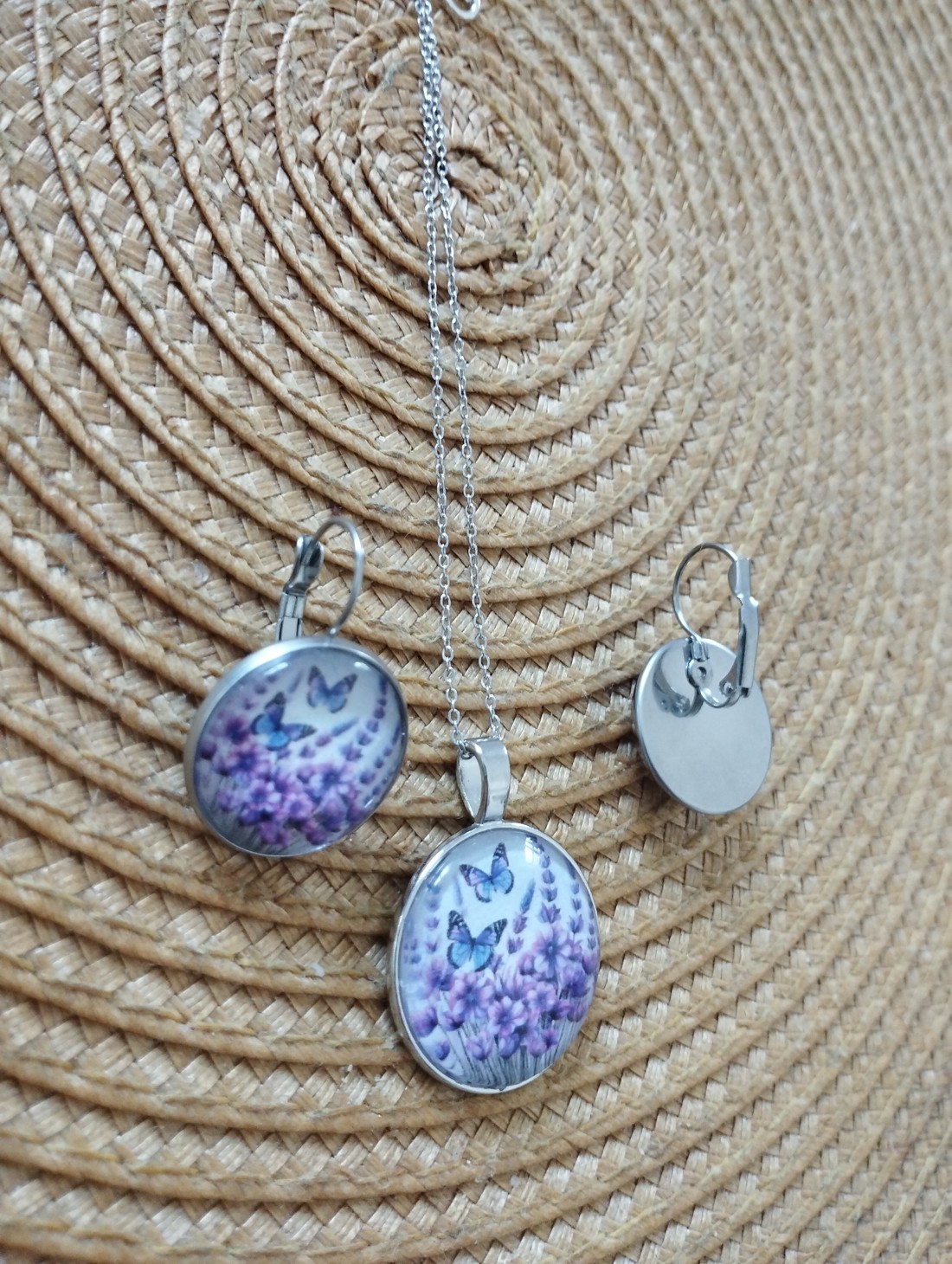 colier cu lentile de sticlă cercei cu motiv lavanda - - Artynos.ro colier cu lentile de sticlă cercei cu motiv lavanda - - Artynos.ro