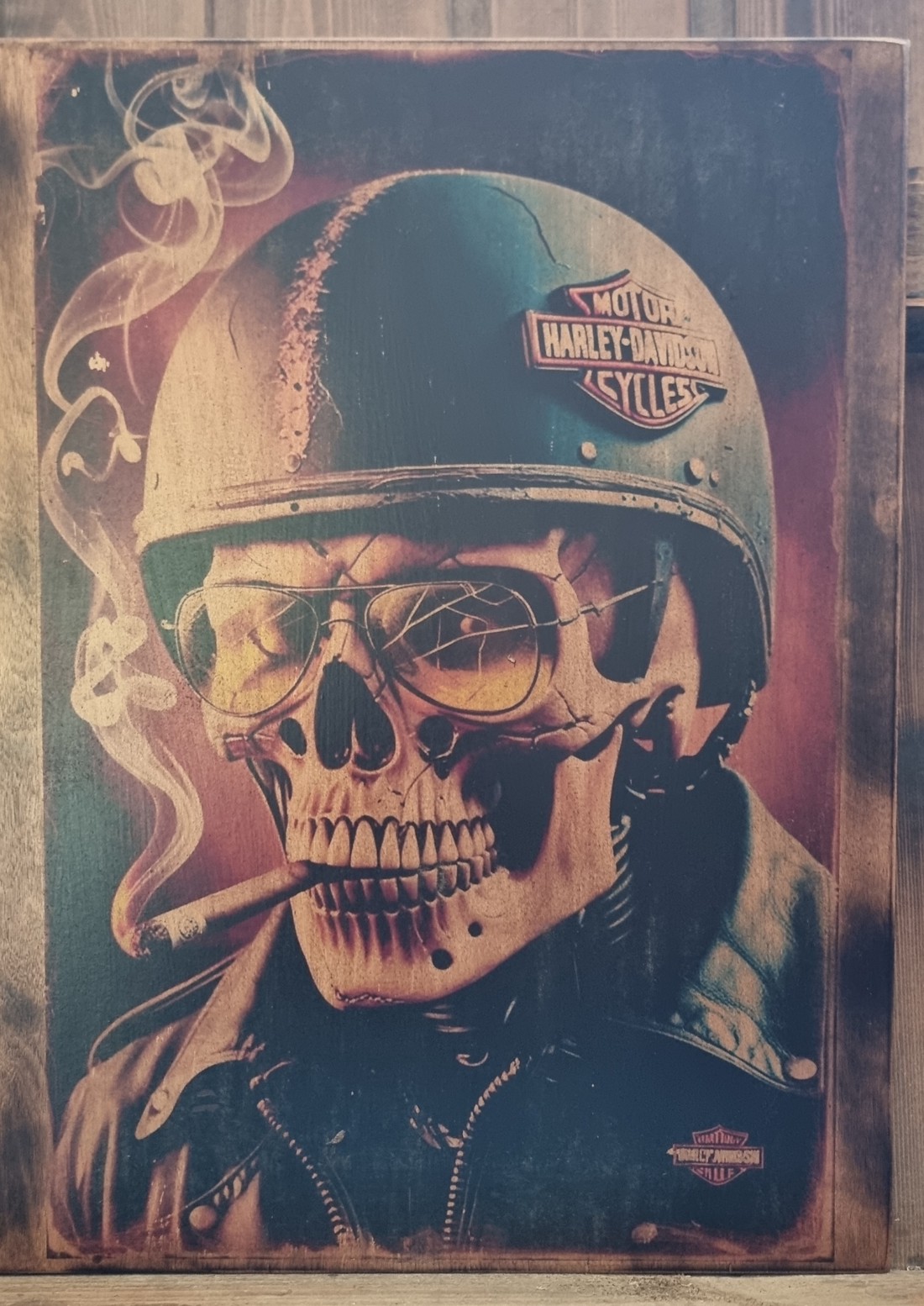 Harley Davidson imagine din lemn - casă & stil de viață - accesorii pentru decorat casa - picturi murale - artă de perete din lemn - Artynos.ro