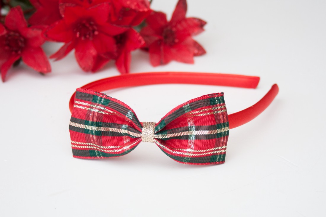 Masnis bentiță de păr bentiță de păr pentru Crăciun - Red plaid -  - Artynos.ro