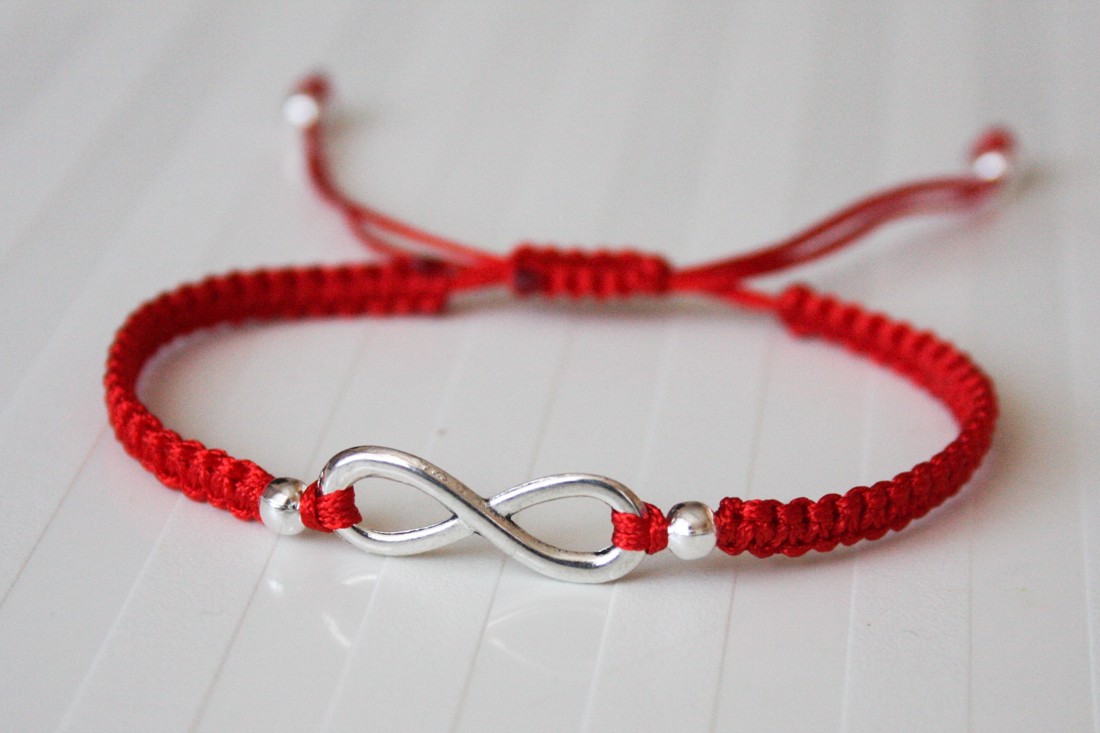 Brățară de protecție - Brățară Makrame - Infinite Red -  - Artynos.ro